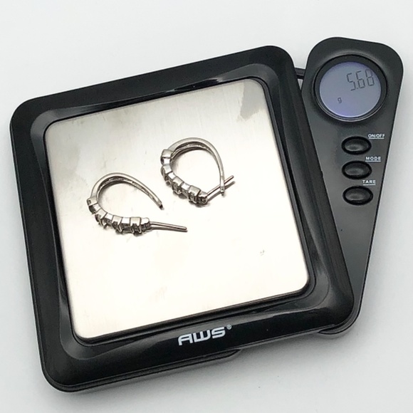 10k Diamond Hoop Huggie Earrings SOLID White Gold - 1 Carat - Picture 6 of 6